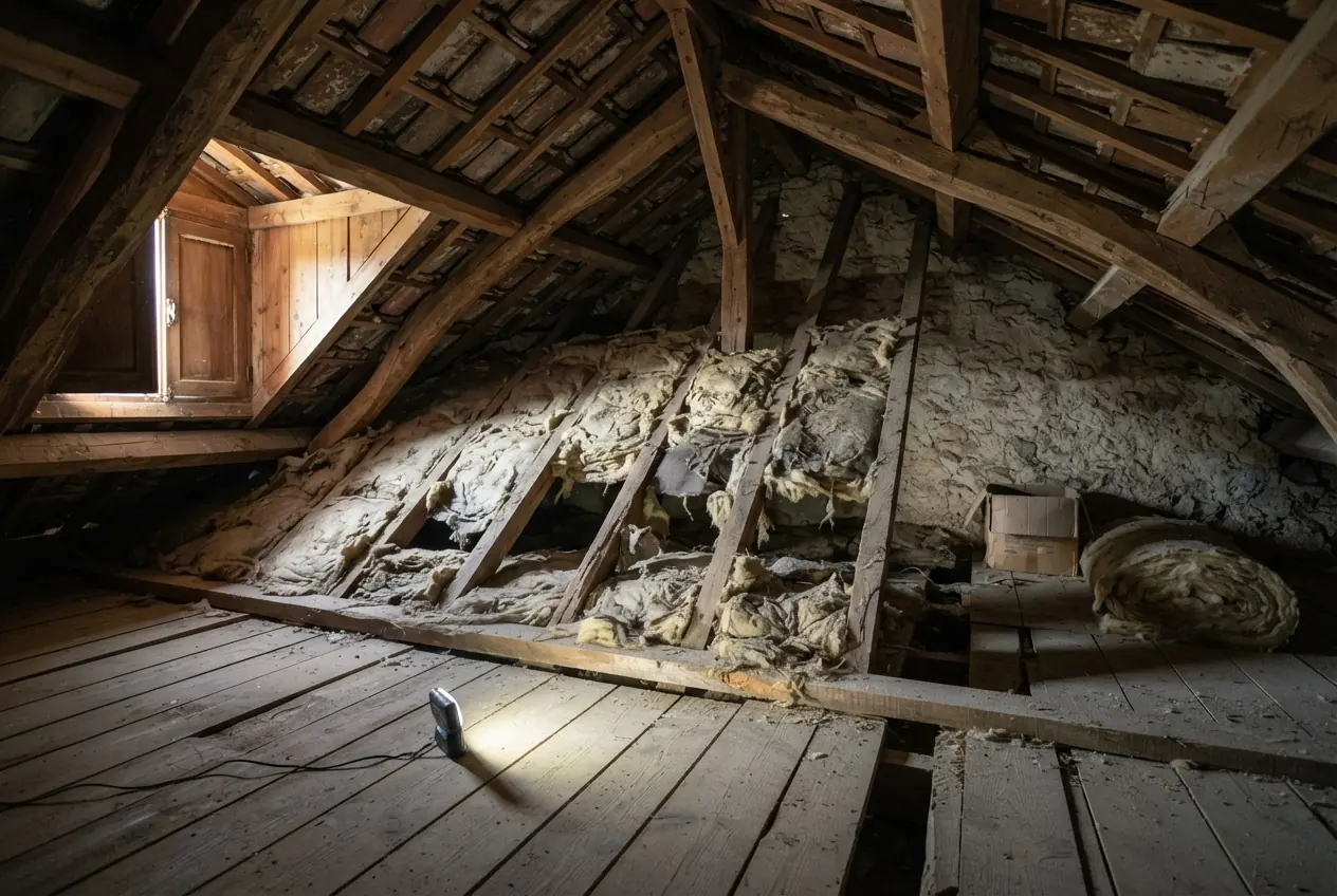 Combles mal isolés avant bilan thermique à Fos-sur-Mer