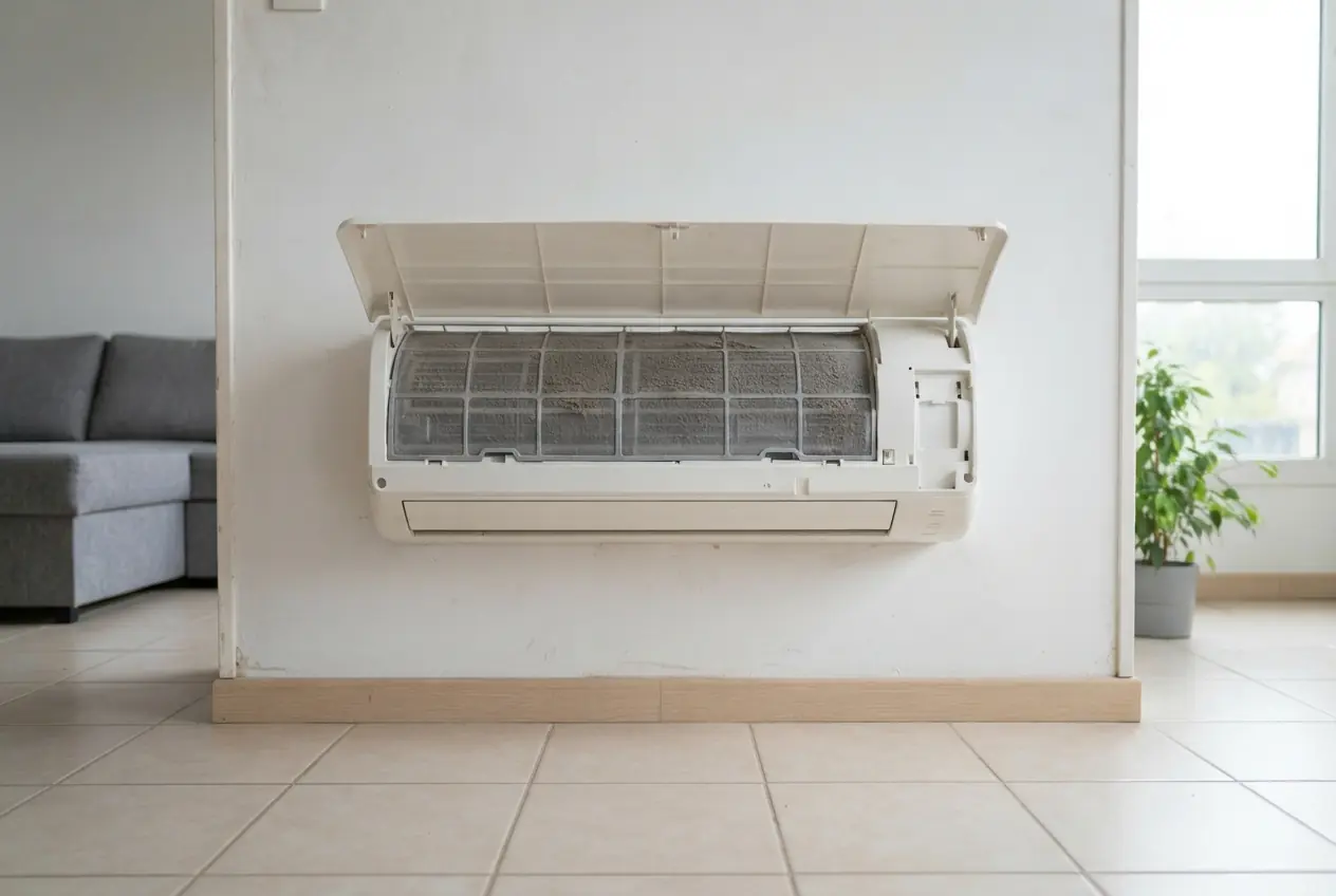 Filtre de climatiseur encrassé avant entretien à Trinquetaille