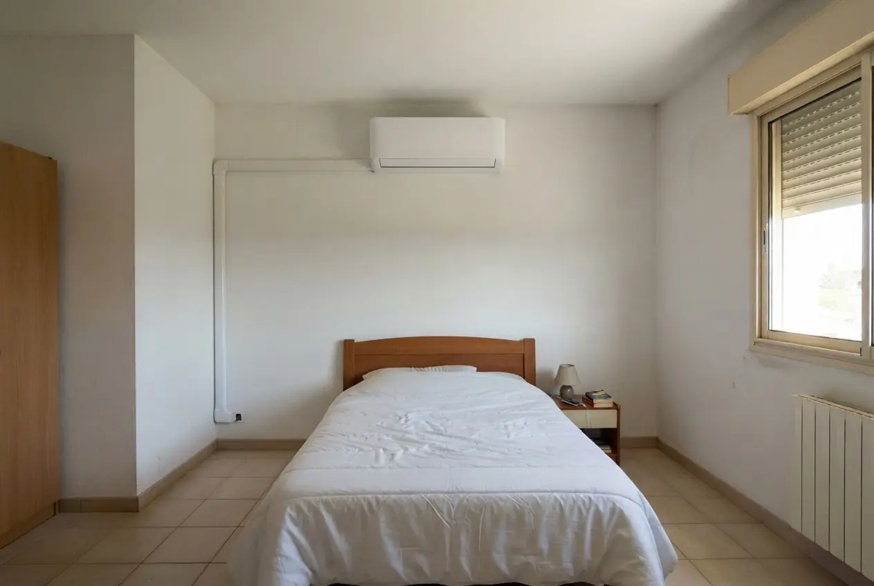 Unité intérieure multisplit fixée au mur d'une chambre